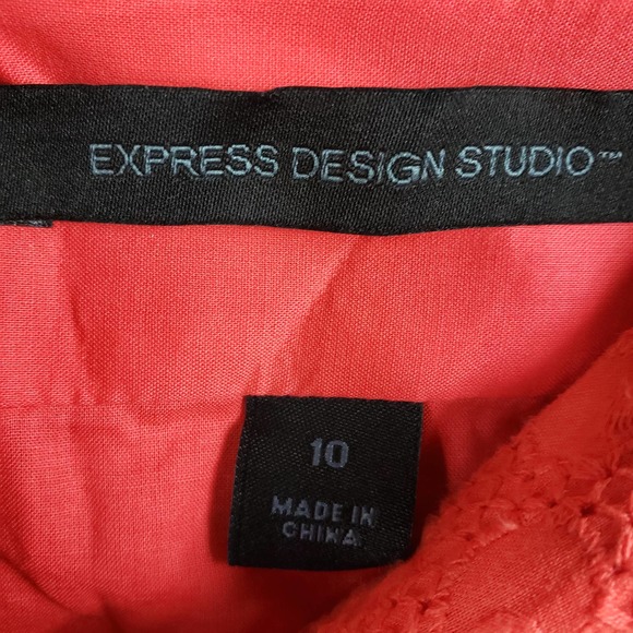 Express Design Studio A Line Skirt Womens Size 10 Eyelet Knee Length Orange - Picture 9 of 9